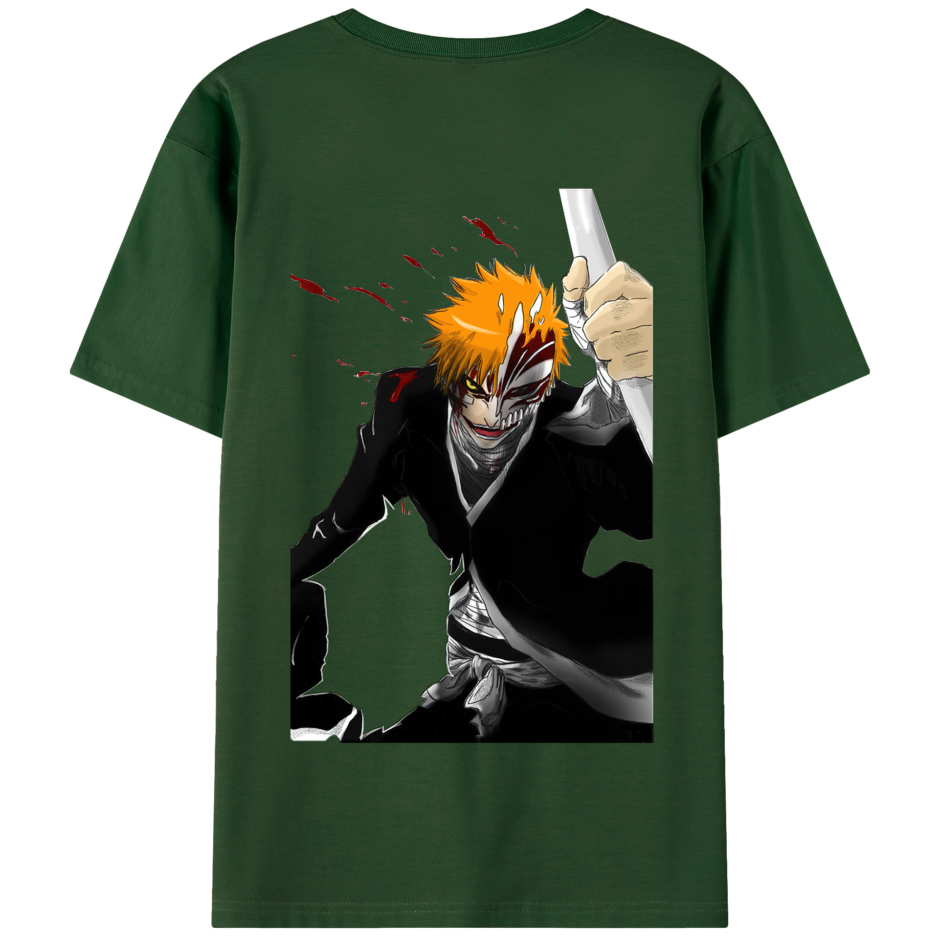 （画像用） ブリーチ 黒崎一護（くろさき いちご）BLEACH Kurosaki Ichigo 綿100％半袖Tシャツ（背面プリント）